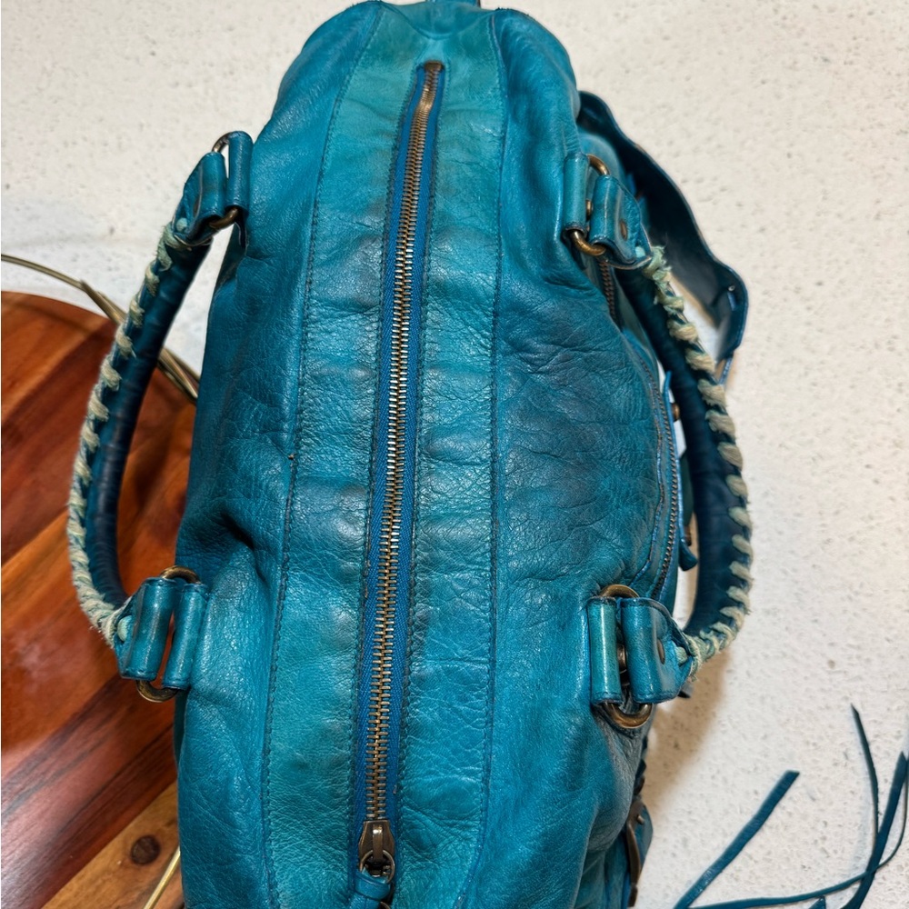 Balenciaga Twiggy Motorcycle Bag – Turquoise Chevre Leather – Authentic RARE - Picture 8 of 16